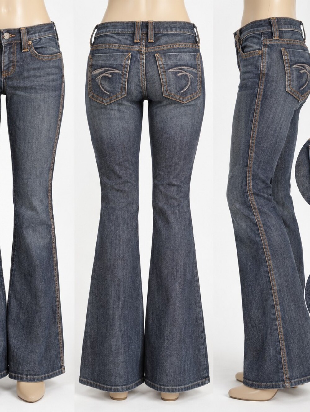Frankie B. Flared Wide-Leg Jeans in Blue Denim